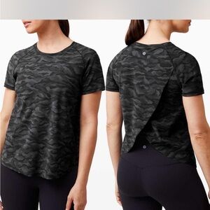 lululemon Black camo open back Top